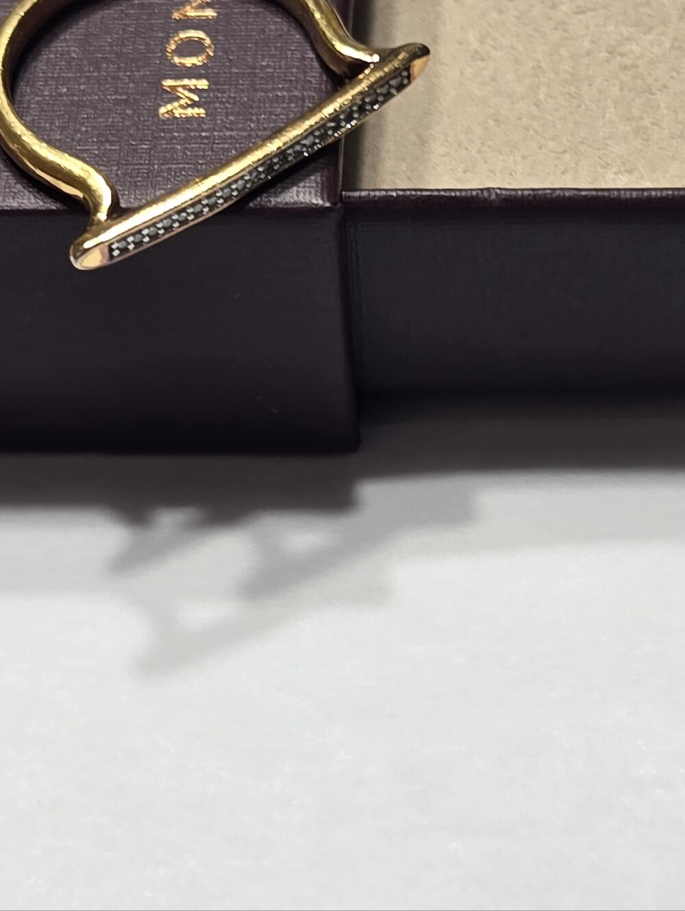 Monica Vinader Skinny Stacking Ring - 18k Gold Vermeil & Diamond - Size 7.5 - Picture 12 of 14